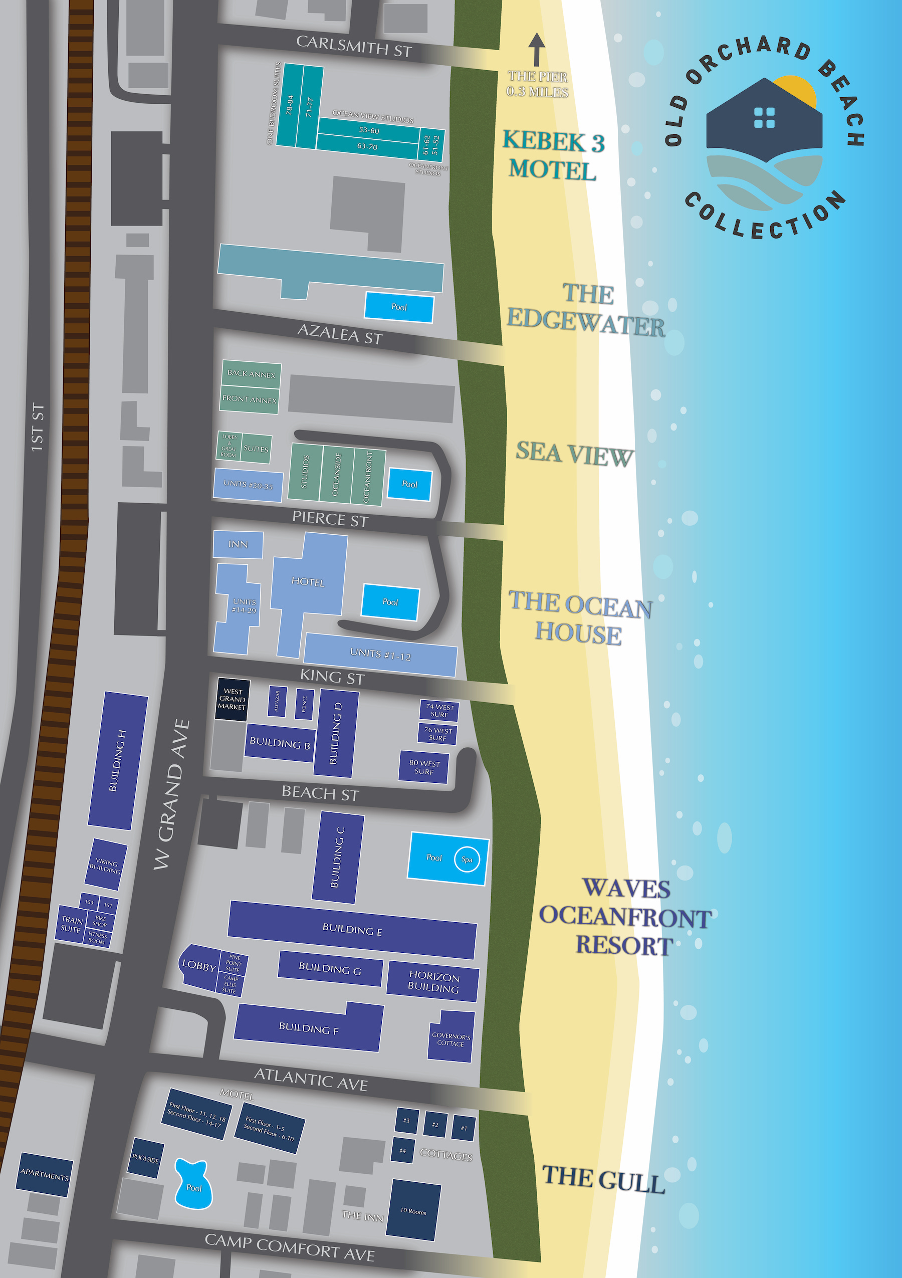 old orchard beach hotels collection map